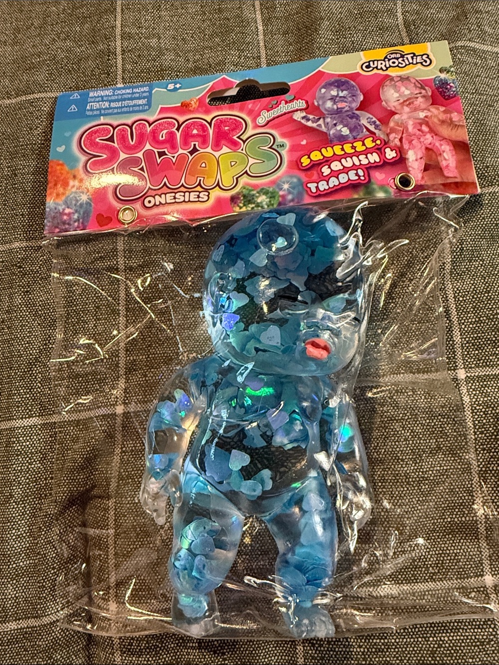NEW Sugar Swaps Baby Squishy Giant Baby Squeeze Toy In Blue 5in hearts
